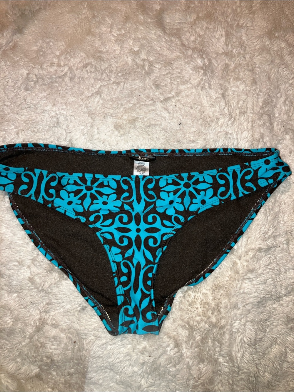Old Navy Black & Blue Floral Pattern Bikini Bottom